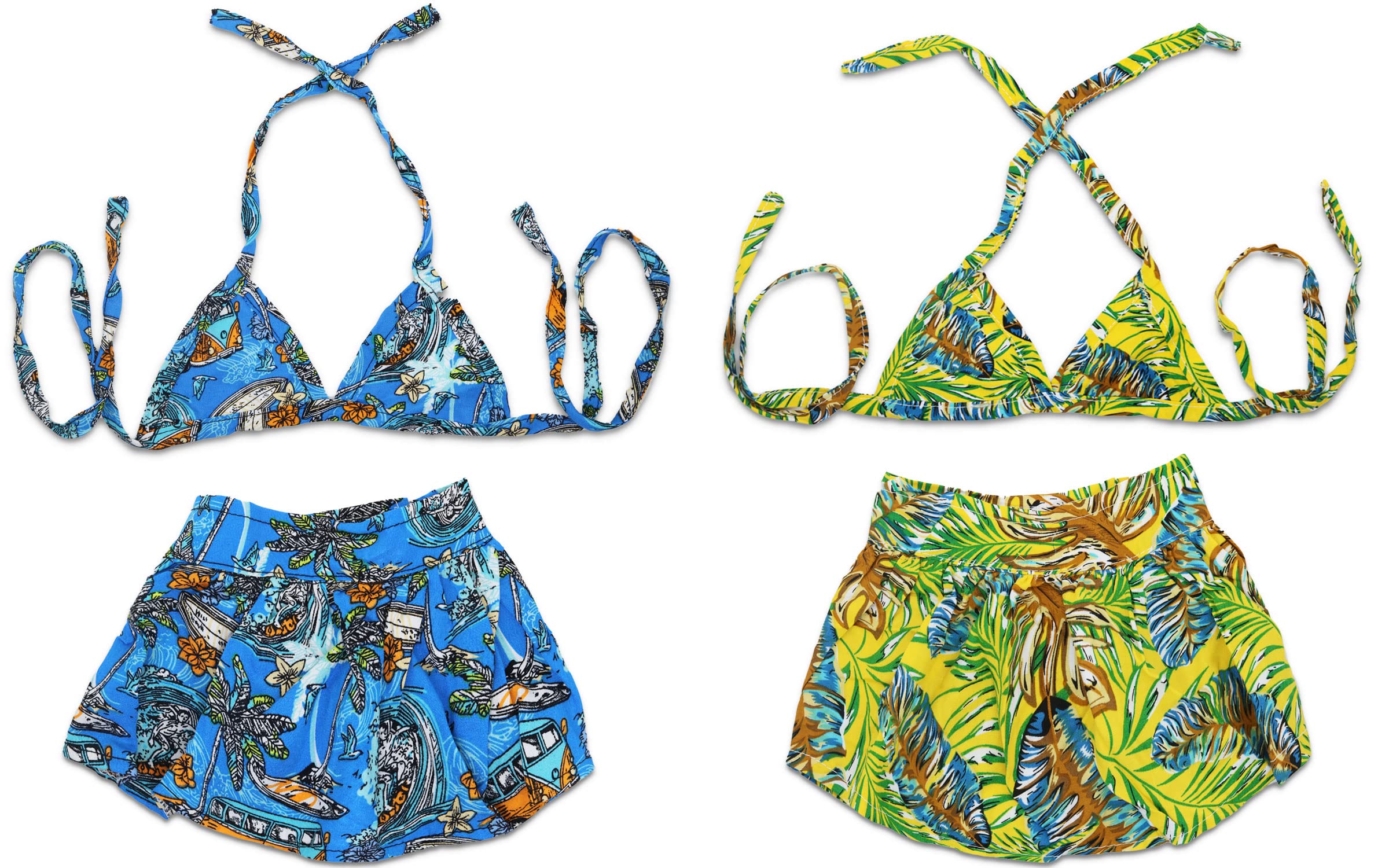 Photo 1 of 2 Pack Dog Bikini Set Beach Hawaiian Floral Swimsuit Dog Dress Summer Costume Dress for Girls Puppy Bathing Suit Large (8.8-13.2lb) Surfing&Palm Leaves