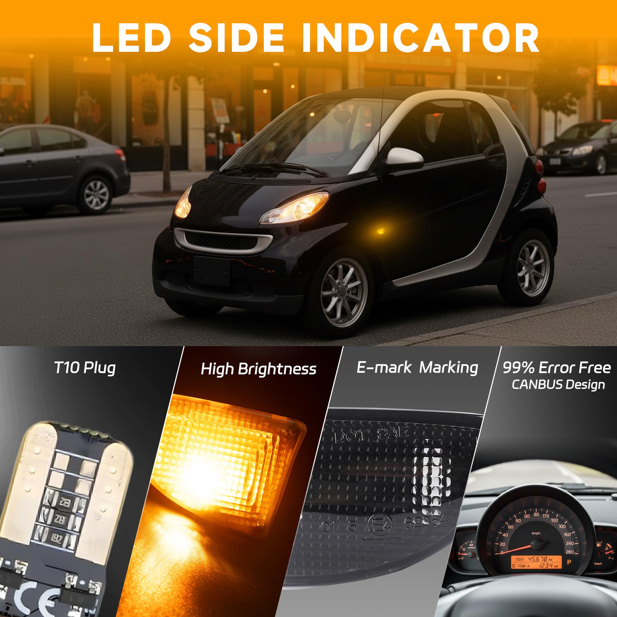 Indicatore Laterale Alloggiamento Della Luce Per Smart Fortwo 451 MK1 MK2 2007-2015 2X Lente Fumo Segnale di Girata Ripetitore Luce Indicatore Laterale Lampeggiante Lampade