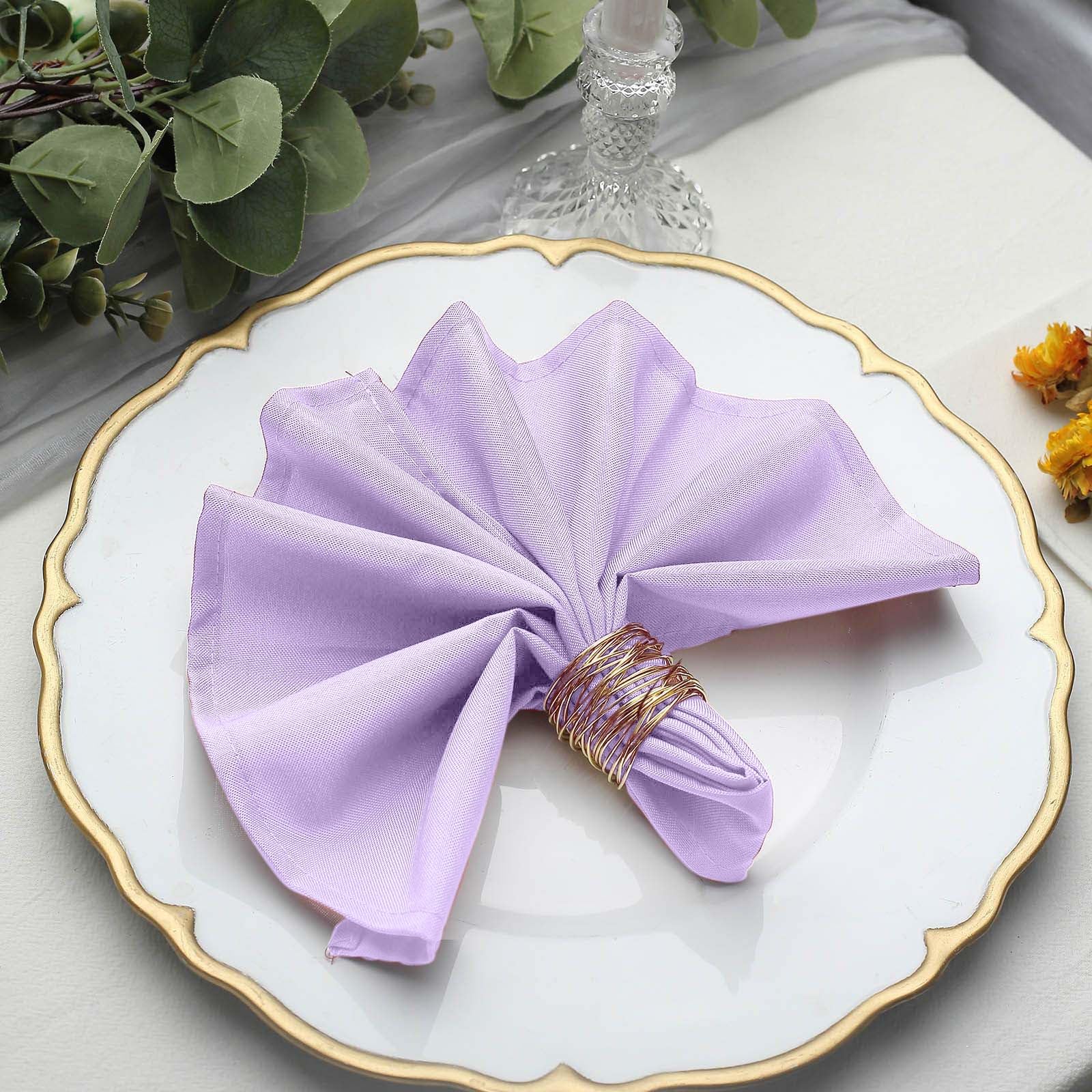 100 pcs 17-Inch Lavender Polyester Table Napkins Reusable Washable Wedding Party Dinner Linens Tableware Supplies
