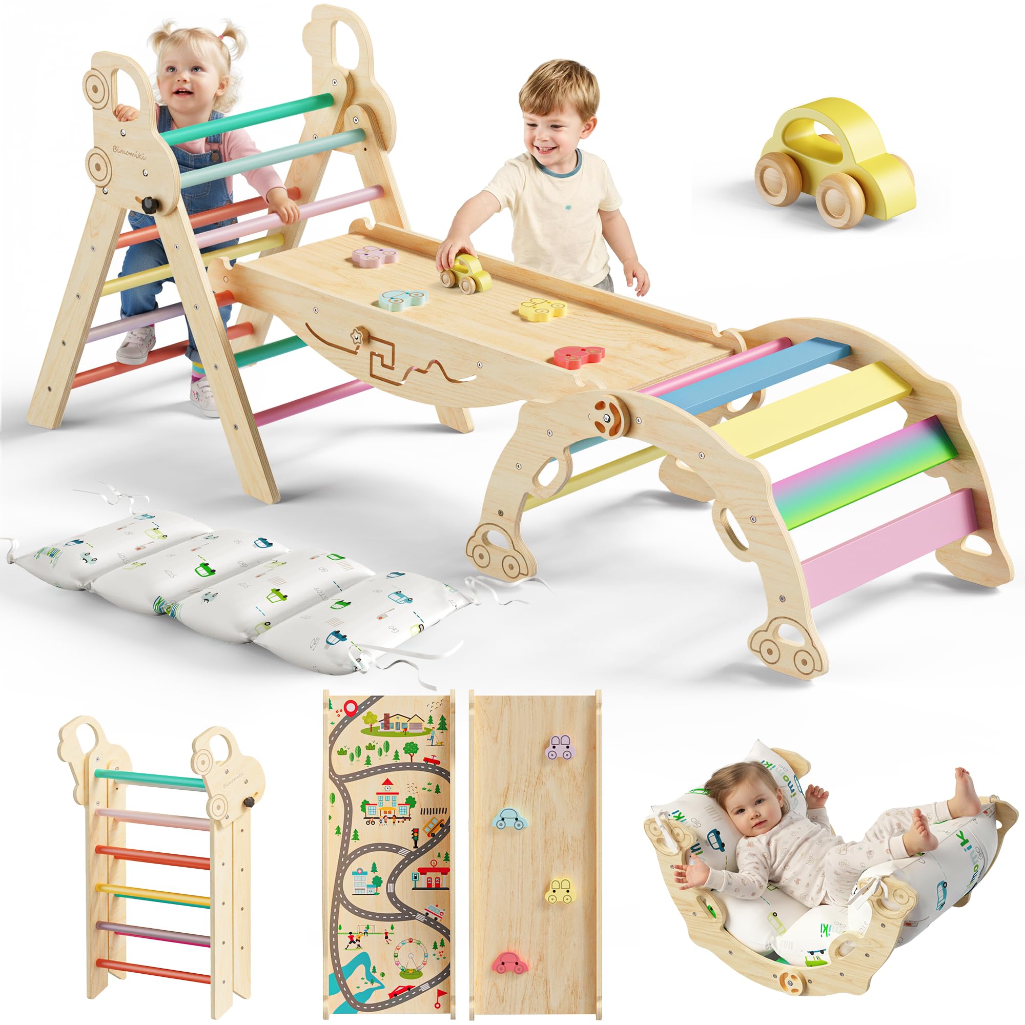 Amazon.com: Bimomiki Pikler Triangle Climbing Set with Cushion