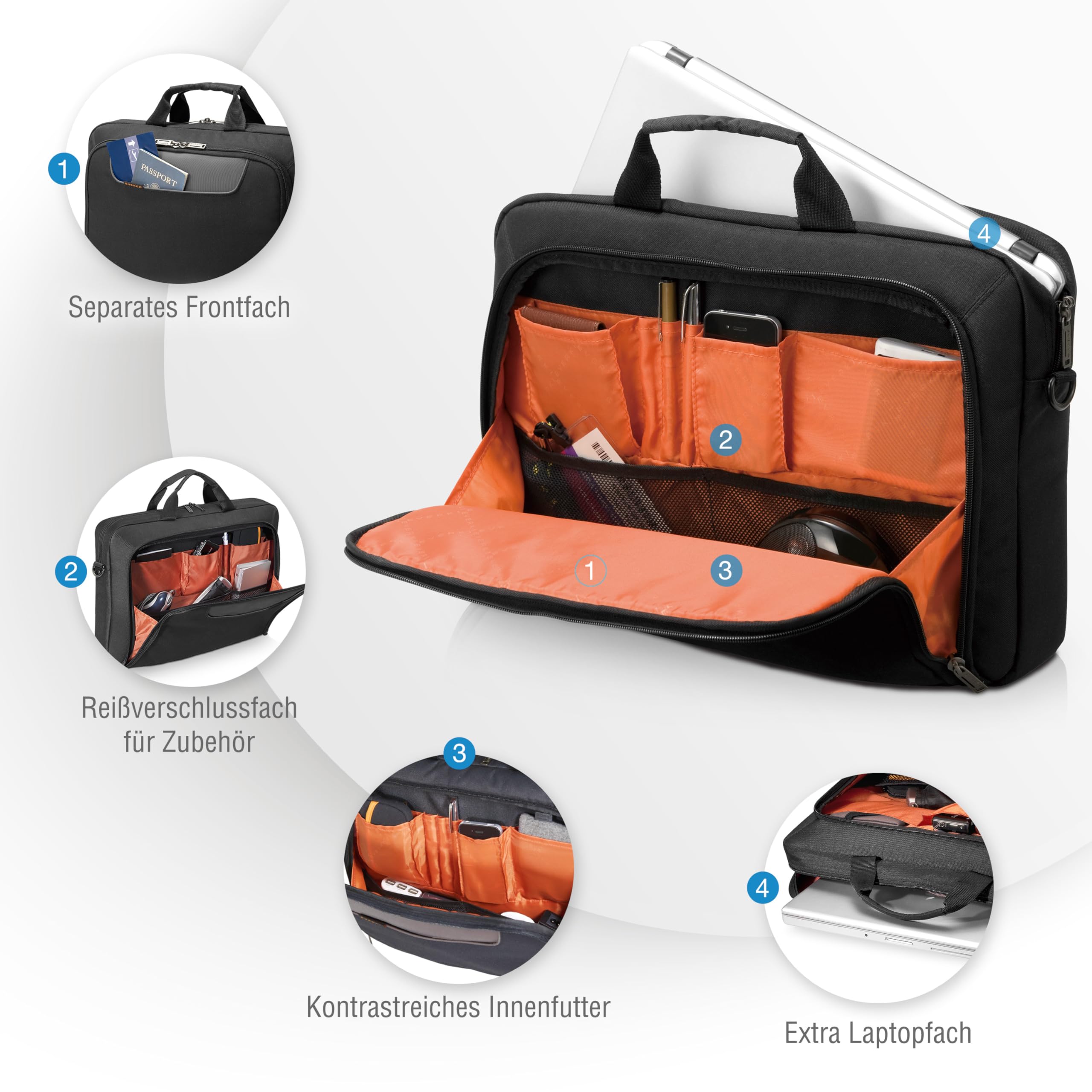 EVERKI Advance Laptoptasche, Schwarz, 3-fach, Minimal, Wasserdicht, Unisex-Erwachsene, Handtasche