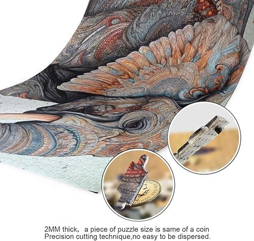 Miniatura 3 de ZENWAWA Rompecabezas de madera de 1000 piezas con estampado de elefante de tótem, Zcon bolsa de almacenamiento con partición del alfabeto, fácil de