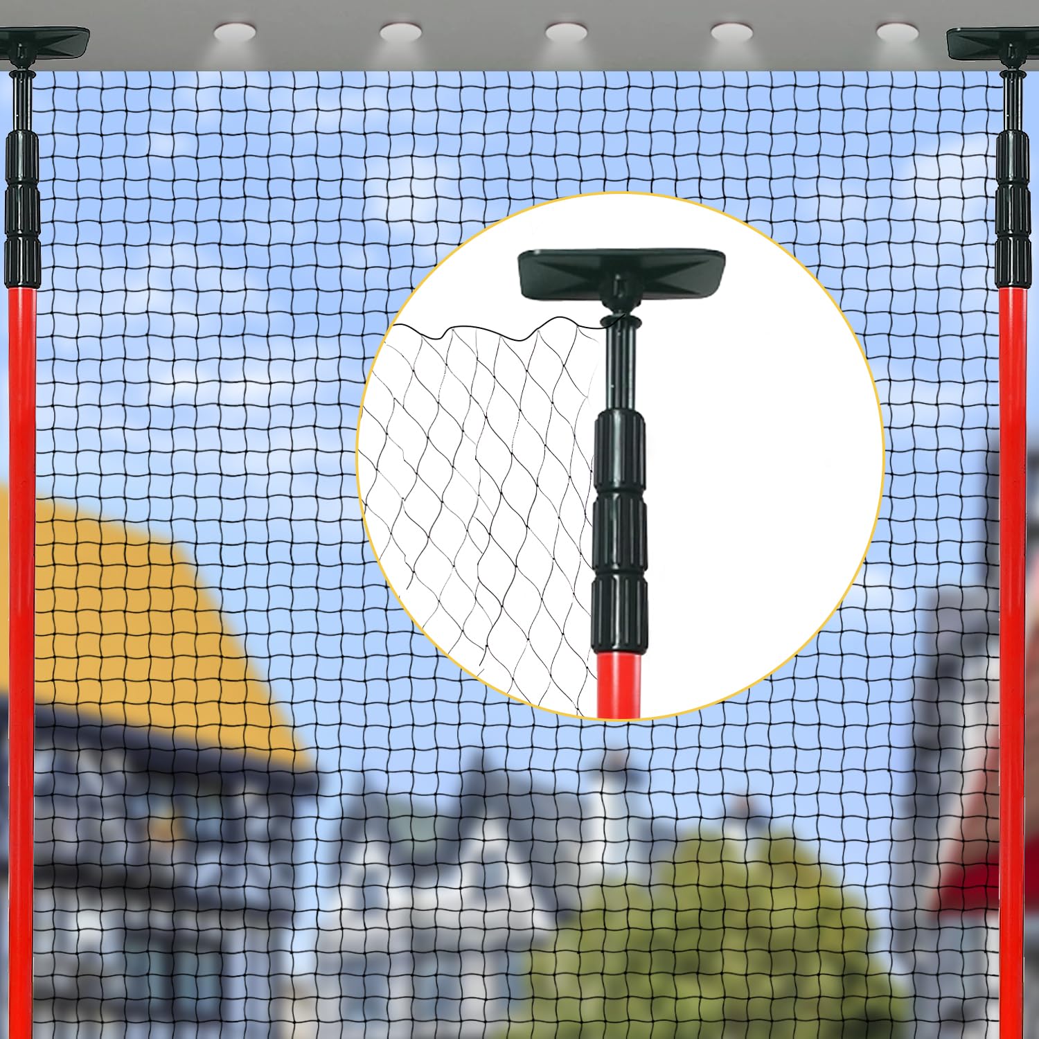 Katzennetz Für Balkon Mit Teleskopstangen - 160-300 Cm Ohne Bohren, Rot