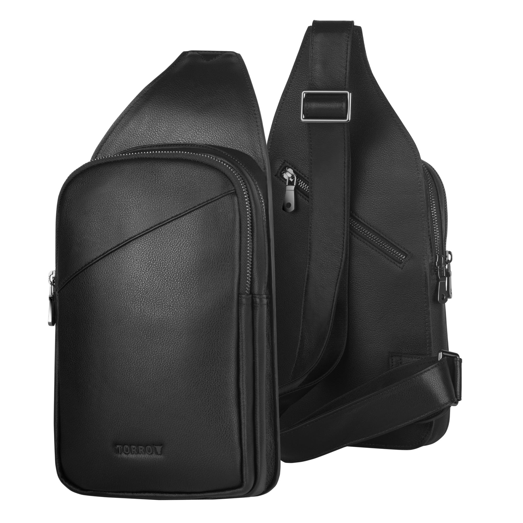 Leather Crossbody Sling Bag (Travel & Everyday Carry) - Black