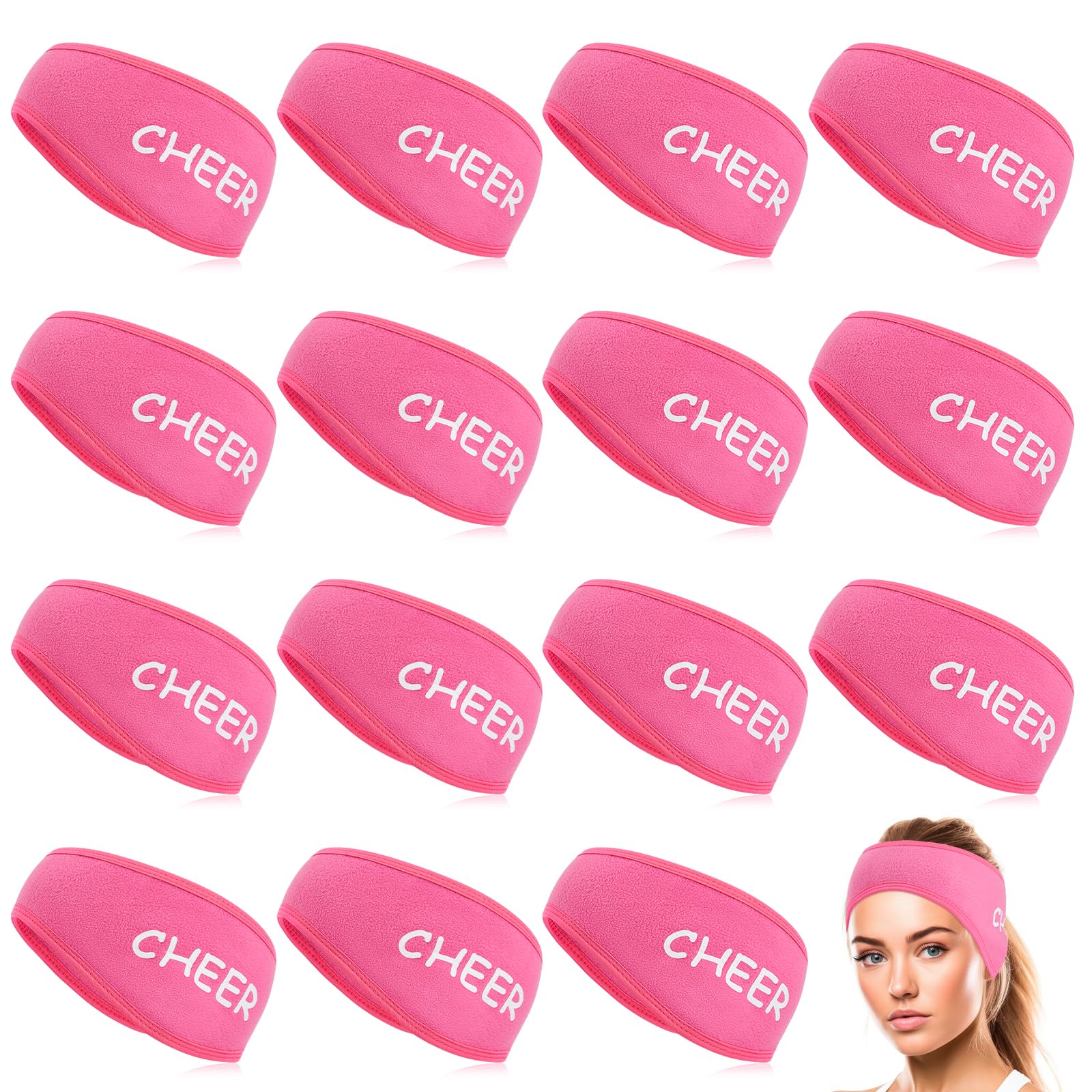 Coume 12 Pcs Cheerleader Gifts Bulk Headband Ear Warmer Women Winter Fleece Ear Warmer Cold Weather Headband Ear Muffs for Cheerleader Teammates Running Cycling Sports Christmas Women Girls Gift