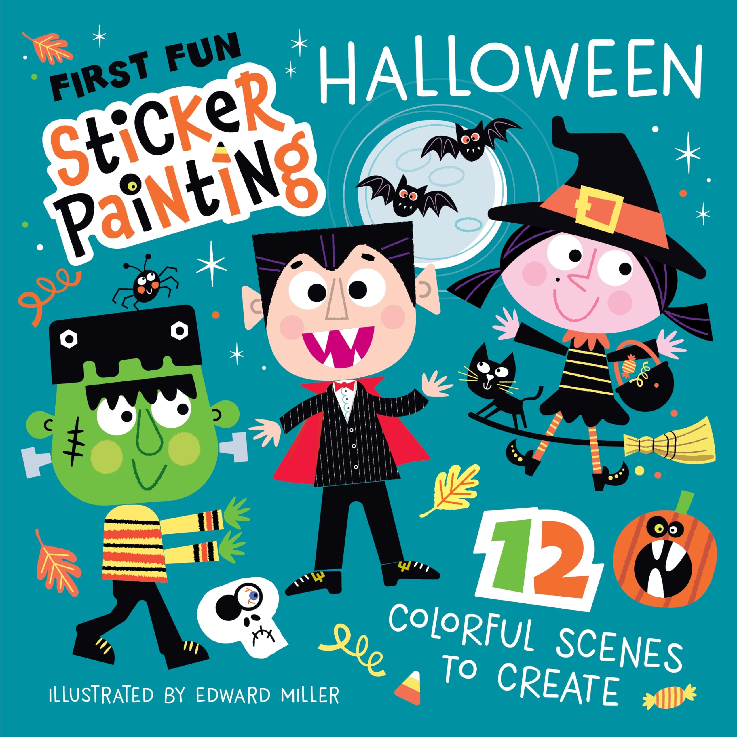 First Fun Sticker Painting: Halloween: 12 Colorful Scenes to Create (Happy Fox Books) Screen-Free Spooky Fun Paint-by-Sticker Activity Book for Toddlers and Kids Ages 4-6