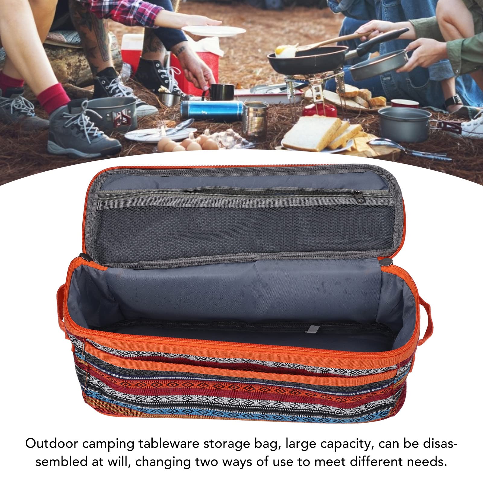 Pilipane Camping Travel Cooking Utensils Organizer, Portable Outdoor Cooking and Grilling Utensil Organizer Travel Bag for Backpacking BBQ Camping Hiking Travel(Orange)