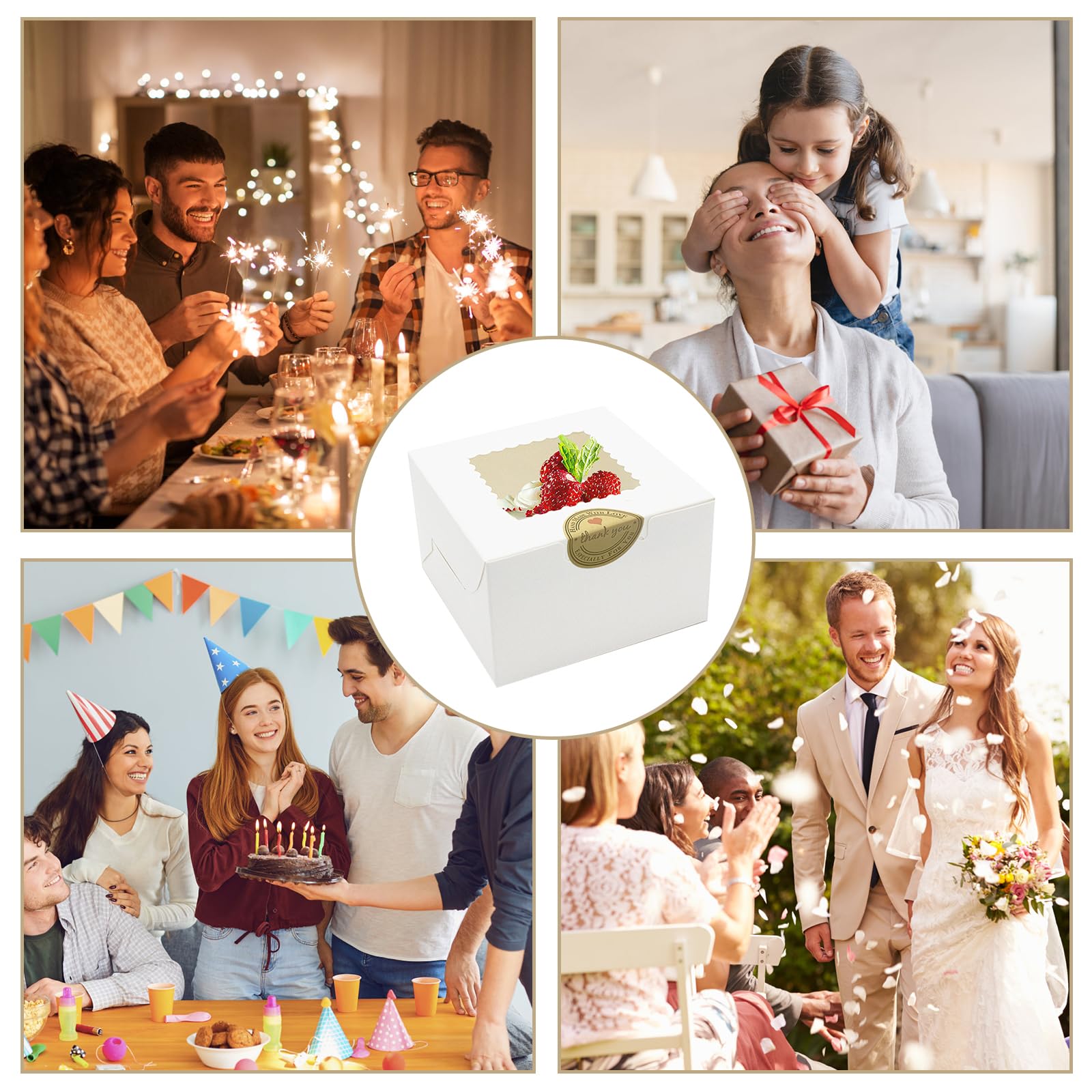 Scatole Per Cupcake 18 Pezzi | 9x9x9 Cm | Con Finestra E Adesivi | Per Feste - Foto 11