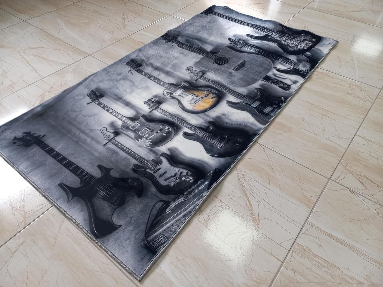 rughouse34 Guitar Design Music Area Rug for Living Room, Salon Decor, Personalized Gift, Modern, 3D, Home Decor