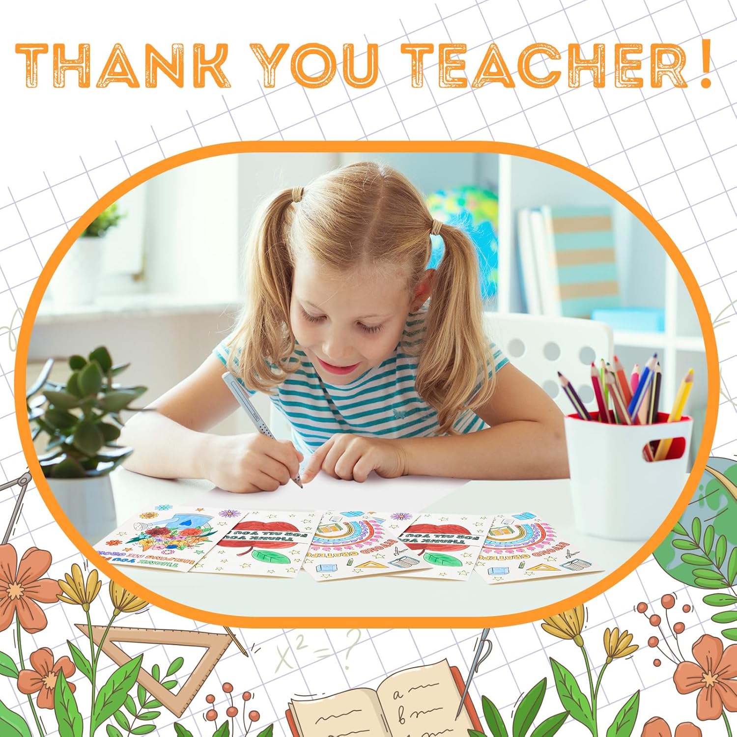 Frienda 36 Pcs Teacher Coloring Greeting Cards with Envelopes & Stickers Holiday Color Your Own Cards Bulk Thank You Painted Postcards for Teachers' Day Graduation End of Year School Award Ceremony - Image 5