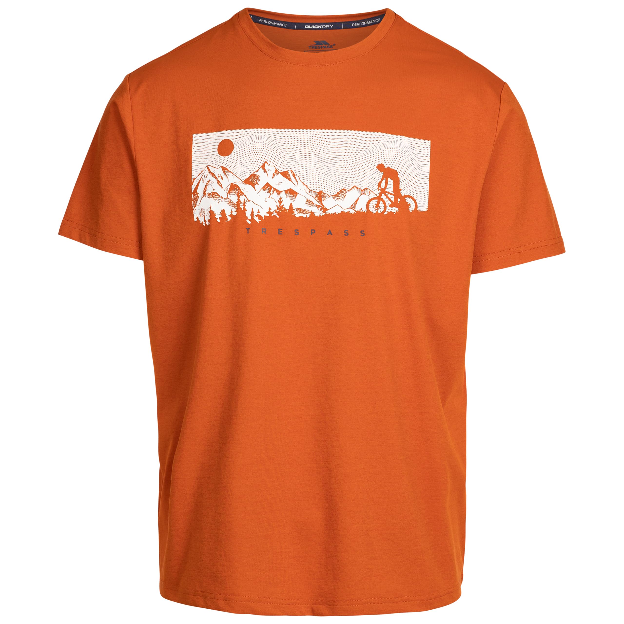 Trespass Men's Burnt Orange Marl Casual T-Shirt Nellow - Short Sleeve, Round Neck, Print On Chest, Knitted, 100% Polyester, 150Gsm