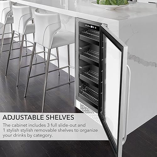 Miniatura 5 de Whynter BBR-638SB Refrigerador y enfriador de bebidas integrado debajo del mostrador de 12 pulgadas, refrigerador con puerta de vidrio, 2.0 pies