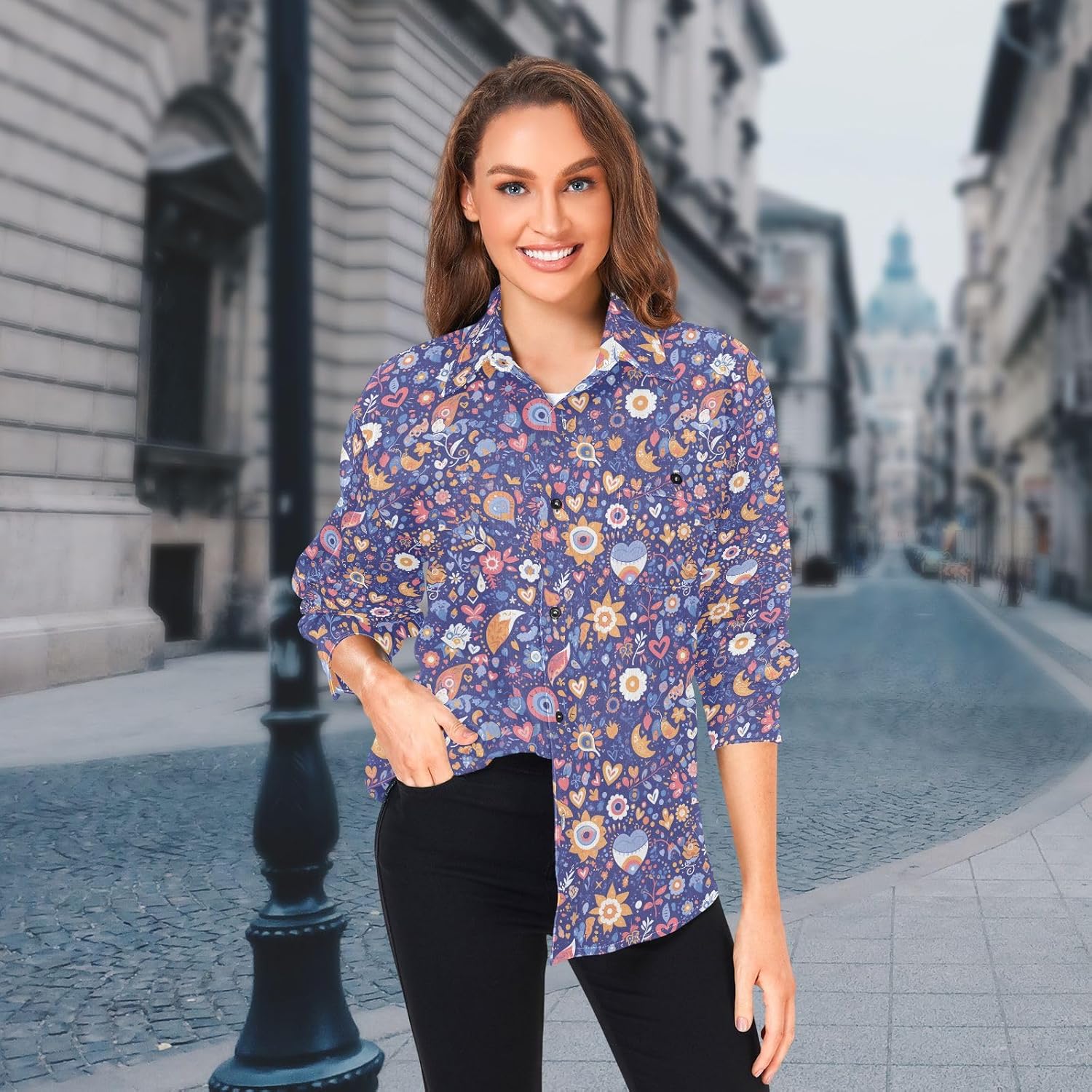 KLL Bohemian Men Women Cotton Rugby Shirts Daily Wear Long Sleeve Blouse