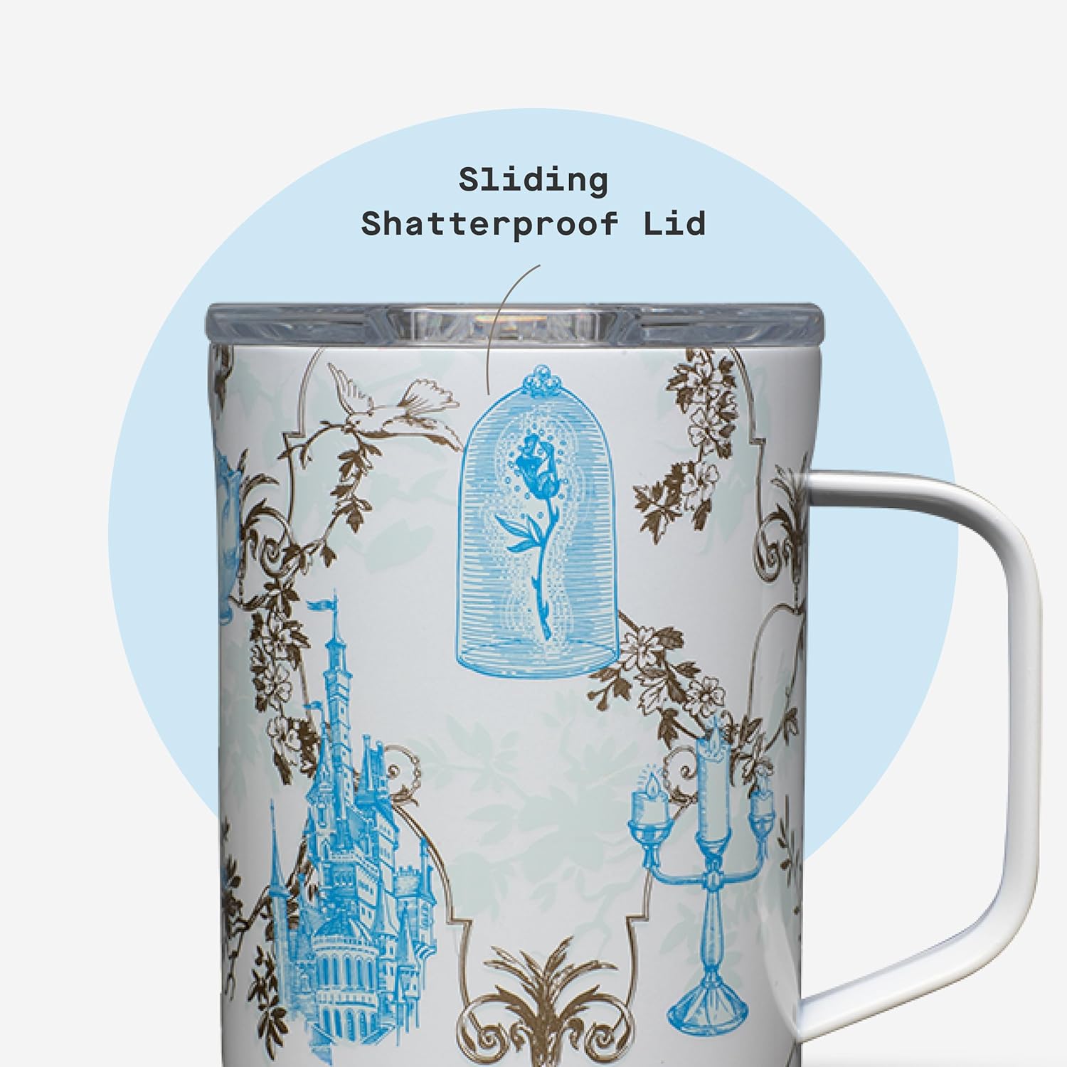 Corkcicle Classic Coffee Mug - Triple Insulated Stainless Steel for Travel - Shatter-Proof Lid - Keeps Drink Hot Over 3 Hours - Holiday Mug Gift - Great for Gifting Warmth - 16 oz - Princess Belle - Image 5