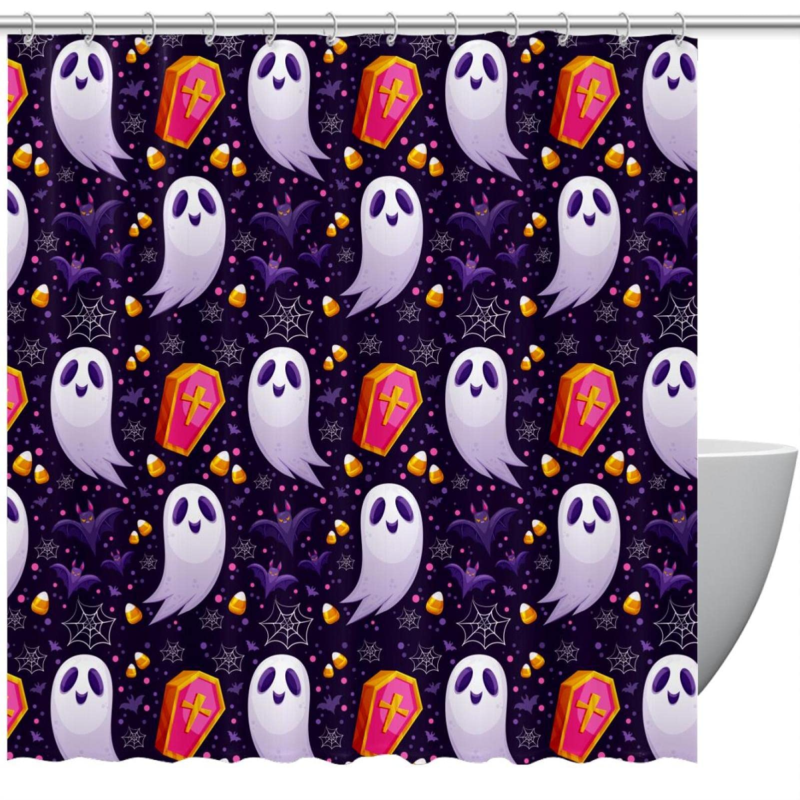 Rideau de douche Halloween 183 cm pour transformer votre salle de bain
