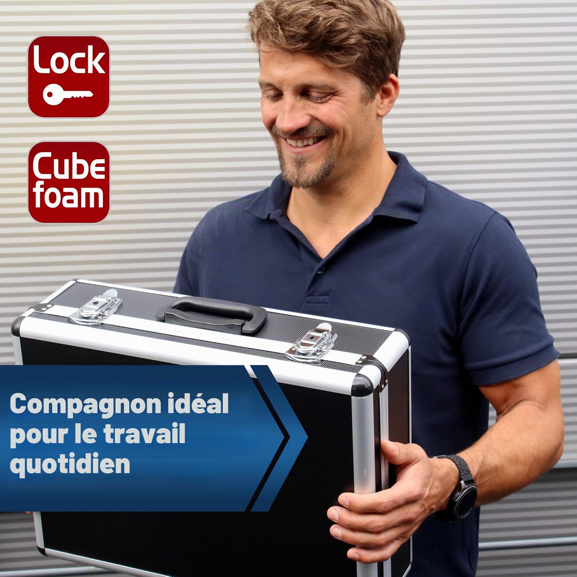 Peak Tech P 7310 - Mallette Universelle pour Instruments de Mesure, Robuste en Aluminium, Compartiment à Outils, Rembourrage en Mousse, Verrouillable, Anti-Poussière, XL - 460 x 330 x 150 mm