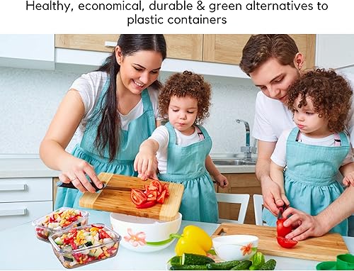 Miniatura 9 de Brieftons Recipientes de vidrio para preparación de comidas: paquete de 5, 35 onzas con tapas herméticas, a prueba de fugas, perfectos para