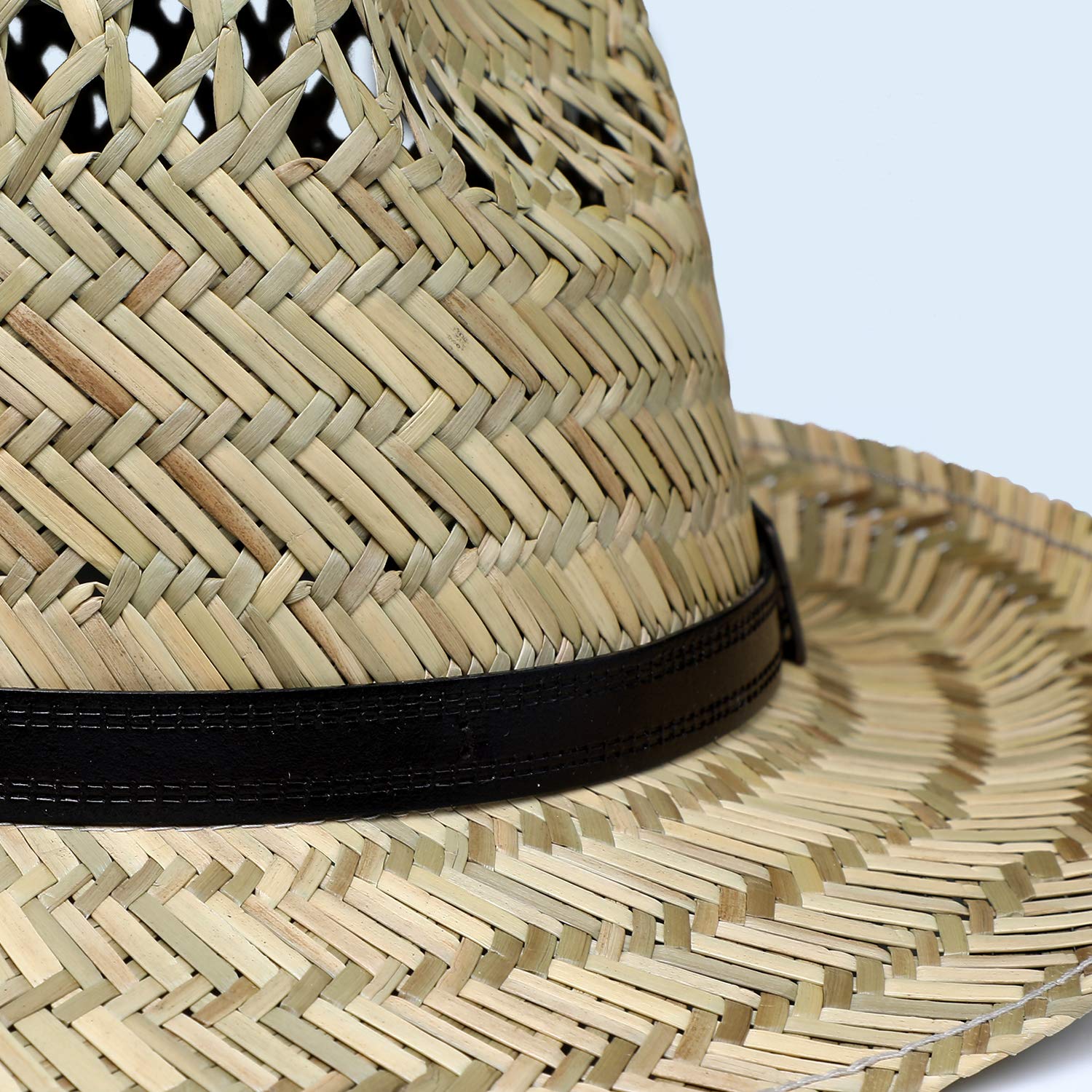 fiebig Bogart Strohhut für Damen & Herren | Sonnenhut aus 100% Stroh mit veganem Leder-Hutband | Natur Fedorahut in vielen Größen