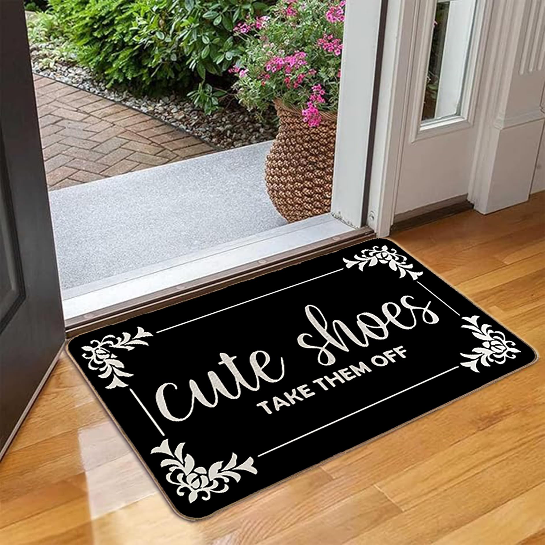 LMABBAQA Cute Shoes Take Them Off Doormat 17x 30 Inch Indoor Outdoor Entry Non Slip Rubber Rugs Washable Entrance Floor Porch Shoes Off Doormat for