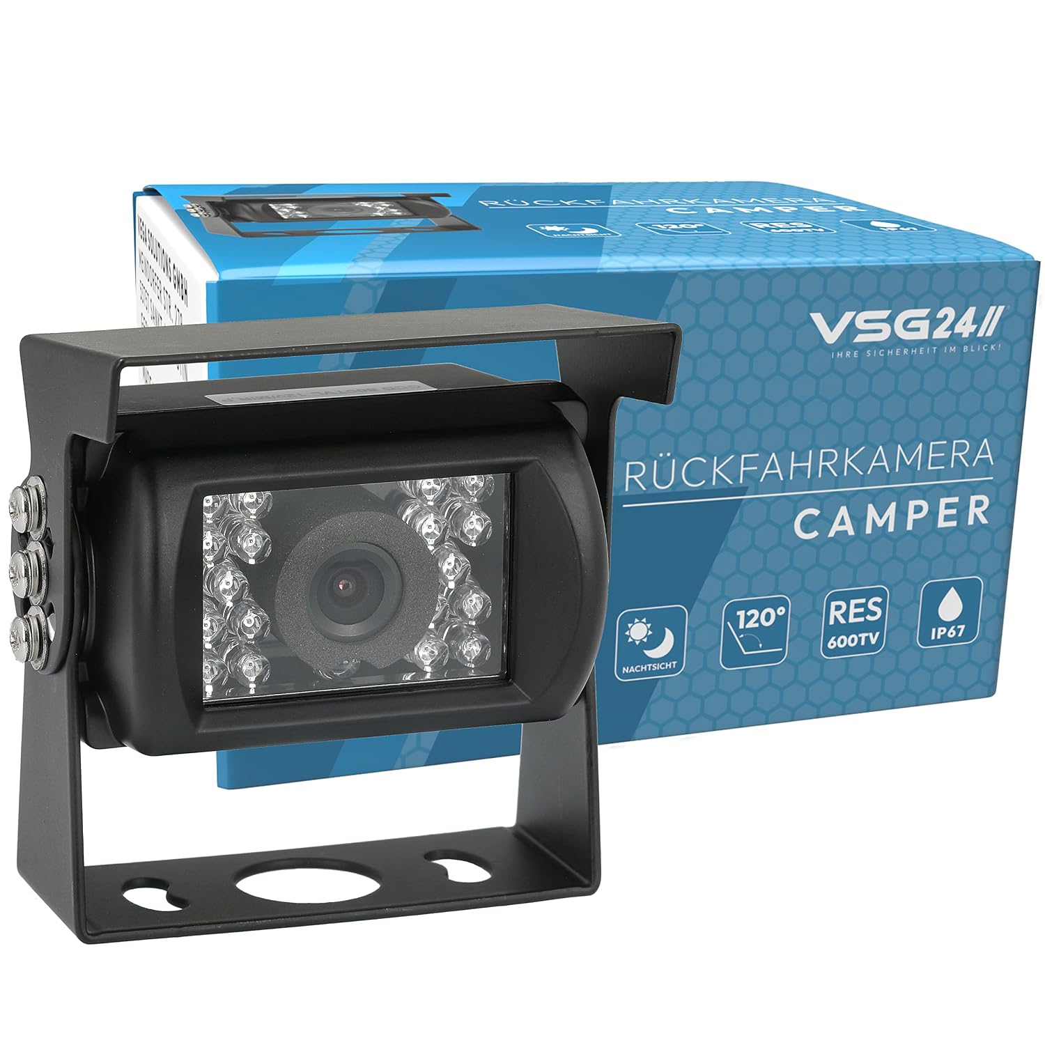 VSG Allround Rear View Camera/Flexible Installation/Swivel Camera Housing / 120° & IP67 / 12Volt / Night Vision/e-Approval/Select Series