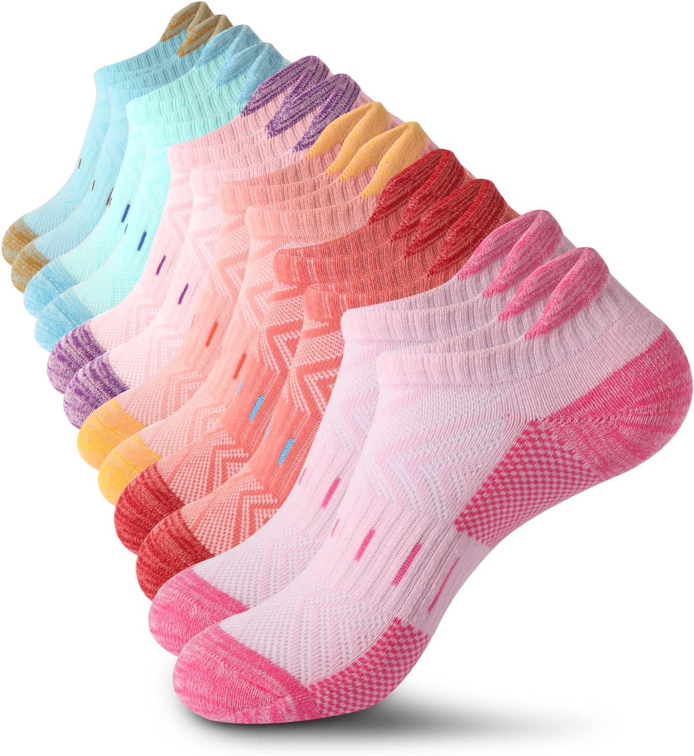 Athletic Socks Women 6 Pairs Cotton Cushioned Sports Trainer Socks for Womens Breathable Running Socks Low Cut Nonslip Ladies Ankle Socks