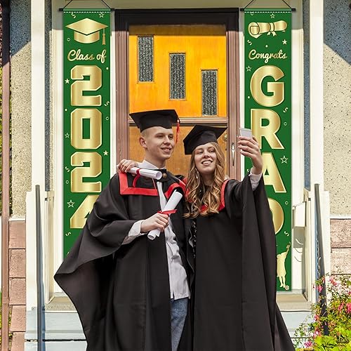 Miniatura 6 de Cartel de graduación 2024 para porche, decoraciones de fiesta, decoraciones de graduación de la clase de 2024, pancarta de puerta de felicitaciones