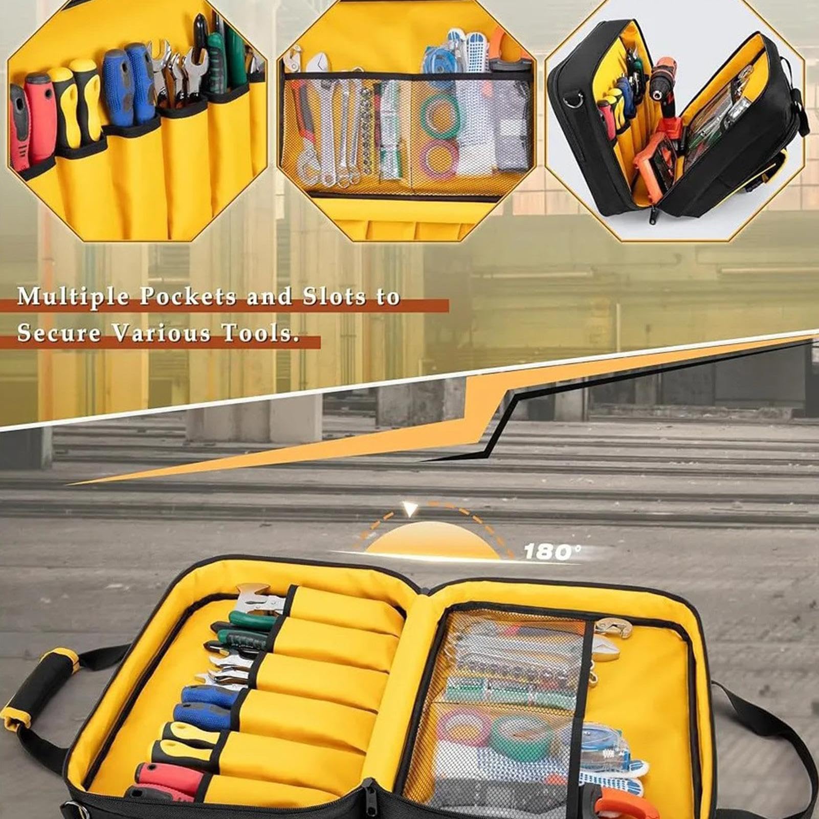 Borsa Organizer Porta Attrezzi Scomparti Multipli Con Tasca Per Laptop | Organizer Portautensili per Carpentieri Elettricisti Ingegneri Garage Costruzione Riparazioni Domestiche Fai da Te