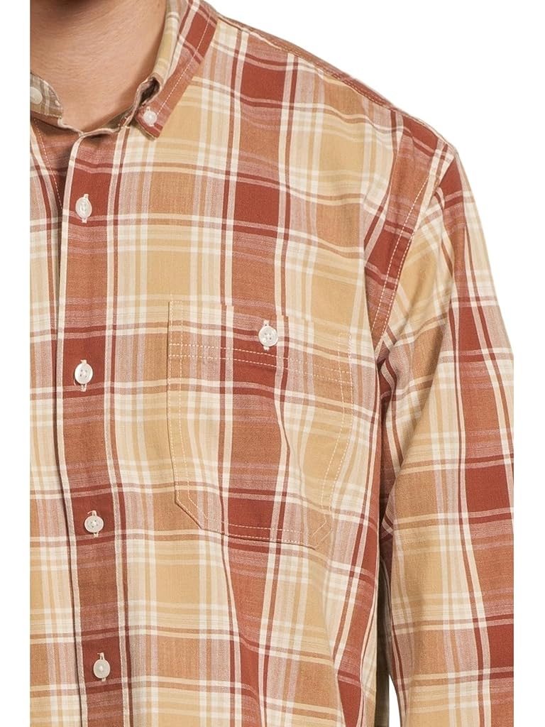 Brown L.L.Bean Comfort Stretch Chambray Shirt Traditional Untucked Fit Long-sleeve Print