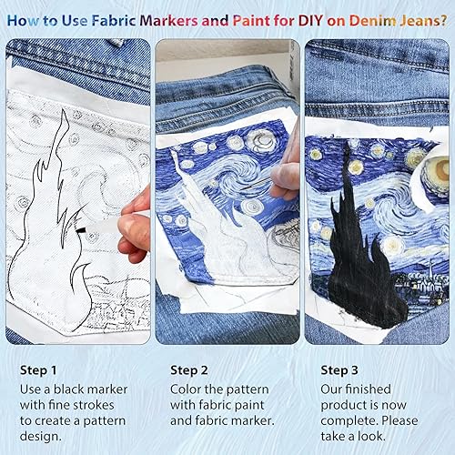 Miniatura 13 de Colorful Juego de pintura de tela con 6 pinceles, 1 paleta, 26 colores, impermeable, kit de pintura textil permanente para adultos a artes en ropa