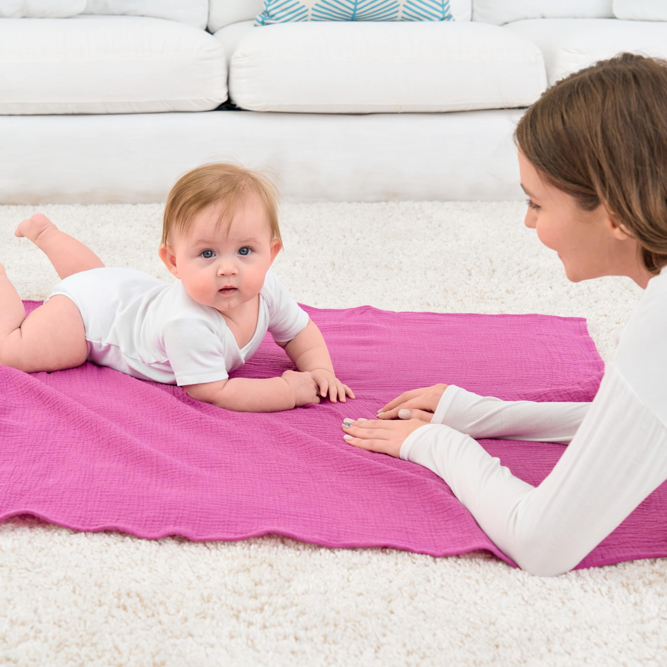 CottCare Uuisex Baby - Mantas de recepción 100% muselina de algodón, 31 x 35 pulgadas, paquete de 3, beige/verde salvia/rosa rosa