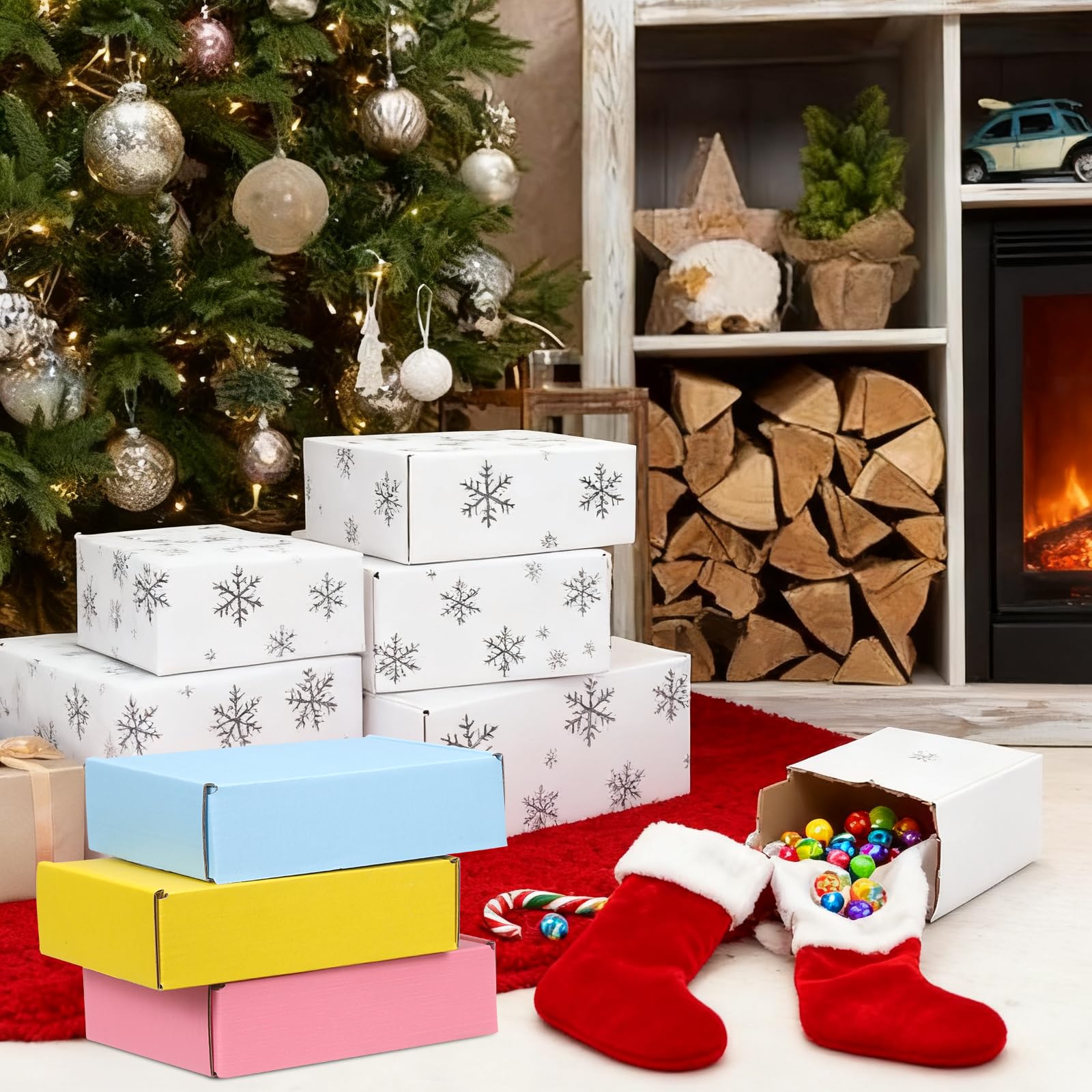 PATIKIL Cajas de envío de 8 x 7 x 3 pulgadas, paquete de 30 cajas de cartón corrugado duro, bonitas cajas de cartón para publicidad, embalaje de correo, almacenamiento de regalos para pequeñas