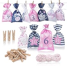 Nordstern Fabric Advent Calendar for Filling, Pack of 24 Fabric Bags as a Homemade Christmas Calendar for Kids, Girls and Women