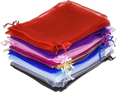 Miniatura 76 de Wudygirl 100 bolsas de organza gris transparente de 5 x 7 pulgadas con cordón transparente, bolsas de joyería para fiestas, bodas, vacaciones