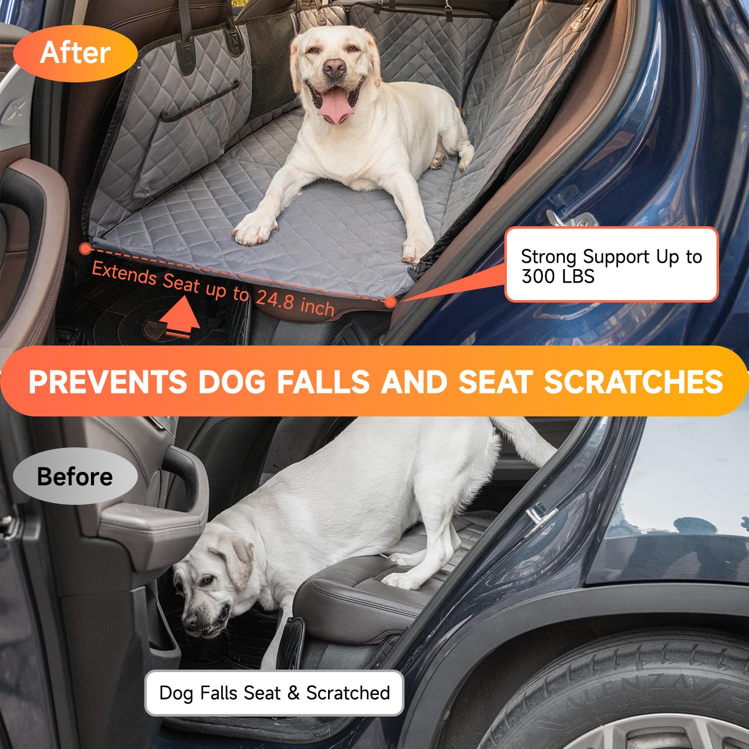 Hard Bottom Car Seat Cover For Dogs,Waterproof Dog Seat Cover For - Main Image