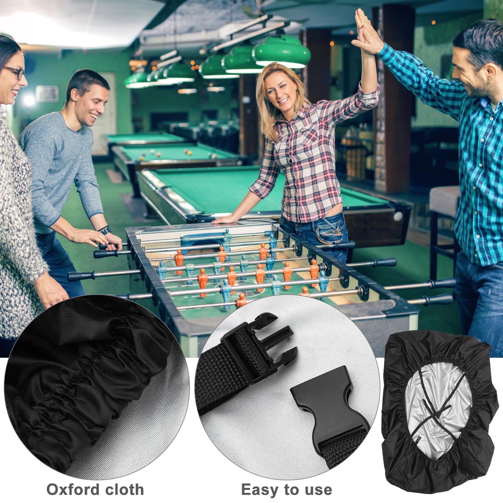 Copertura Calcio Balilla Professionale Oxford Chiusura Regolabile 160X115X50 CM per Protezione Tavolo da Gioco Esterno