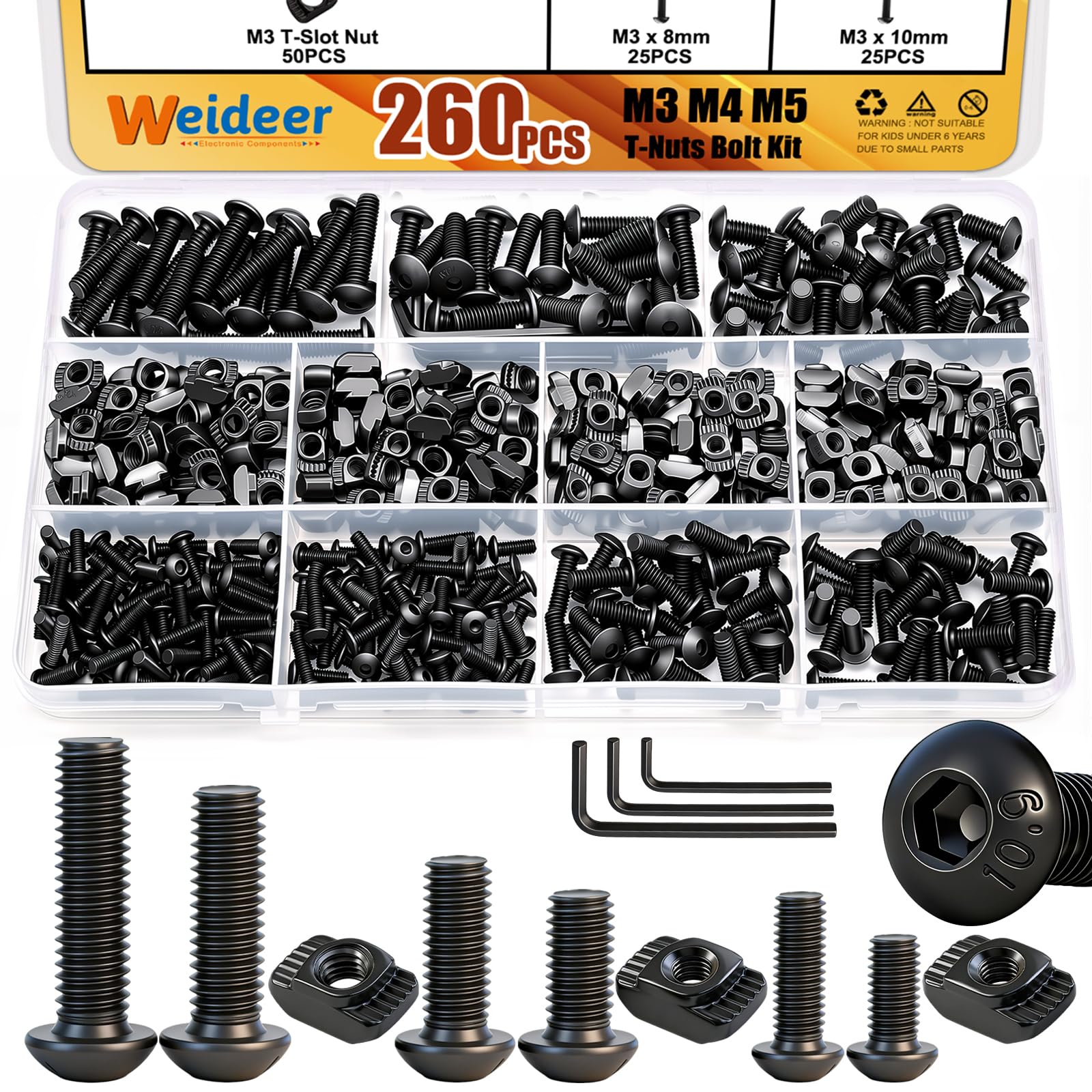 M5 T-Nut Screw Assortment Kit - 260PCS -12