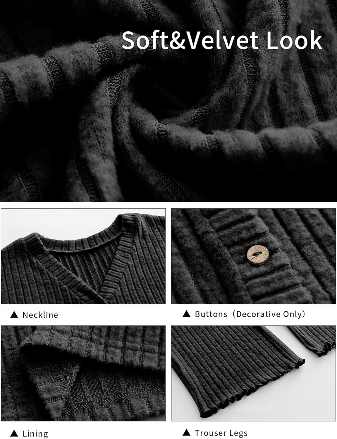 ANRABESS Women's 2 Piece Lounge Pajama Sets Ribbed Long Sleeve Button Top Matching Pants Sleepwear PJ Set 2025 Fall Outfits - Image 7