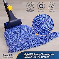 Vista 3 de Yocada Cabezal de Repuesto y Recambio para Trapeador Húmedo de Hilo con Extremos de Bucle de Algodón de Servicio Pesado de Grado Comercial e