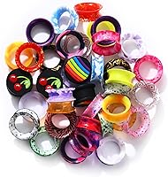 Jewseen 20pcs Silicone Ear Tunnels Gauges 6g-1" Random Colors Double Flared Flexible Plugs Blind Box Set