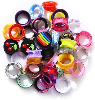 Jewseen 20pcs Silicone Ear Tunnels Gauges 6g-1" Random Colors Double Flared Flexible Plugs Blind Box Set