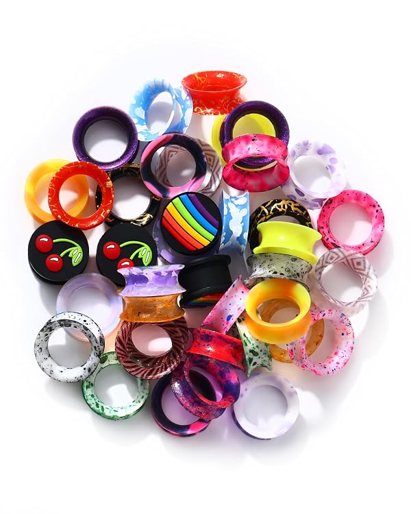 Jewseen 20PCS Silicone Tunnels Random Colors Silicone Gauges 6g-1'' by Jewseen - Used condition - US$9.59