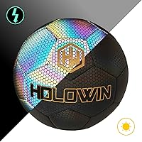 Vista 2 de Holographic Luminous Soccer Ball for Night Games & Training Football Ball Glowing in The Dark Light Up Reflective with Camera Flash Reflects Light