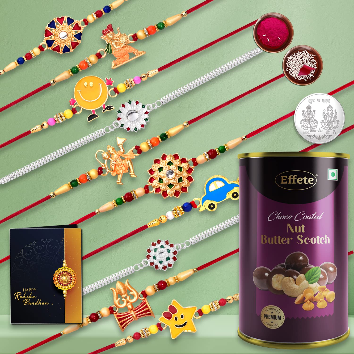 DeoDap Rakhi For Brother Set Of 1 with Silver Color Pooja Coin, Rakhi With Greeting Card, Rakhi For Brother And Bhabhi, Rakhi With Chocolate, Rakhi With Gift For Brother, Rakhi For Kids, Rakhi Set, Rakhi Combo, Rakhi With Sweets (K10_MC2_BS) (B09B53S6GG) Amazon Price History, Amazon Price Tracker