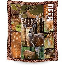 Blankets for Adults, Deer Blanket Gifts for Men Boys, 50"x60" Forest Western Throw Gift for Hunters - Soft, Fuzzy & Cozy Deer Throws Farmhouse Decor
