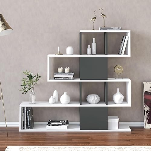 Miniatura 3 de Decorotika Karlin - Estantería separadora de habitación de 3.6 pies para sala de estar pequeña (teca)