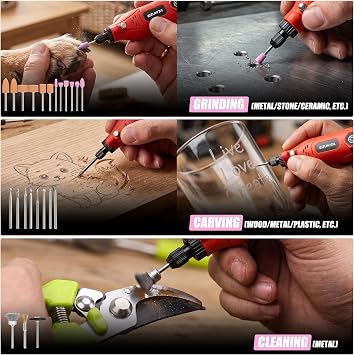 618PCS Rotary Tool Accessories Kit, Fits Dremel Rotary Tools, Universal Fitment for Polishing, Sanding, Cutting, Drilling, Engraving, Grinding with Portable Tool Storage Case (Pink)