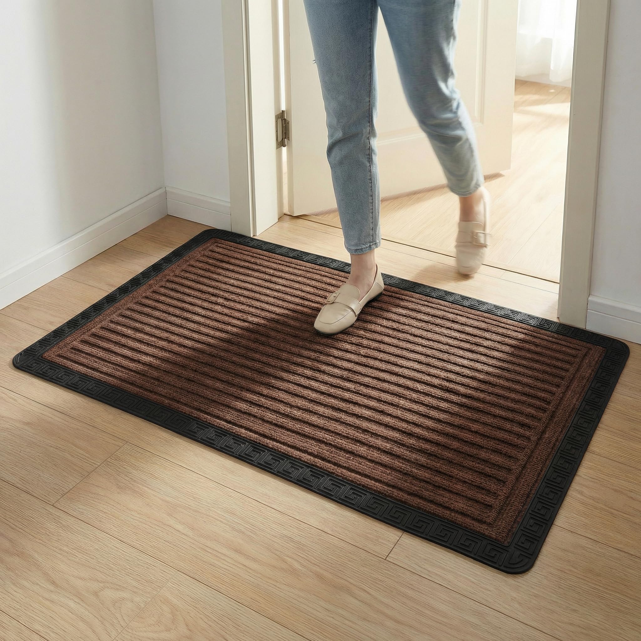Yellow Weaves Large Size (60x90 cm) Door Mat for Home Entrance, Outdoor Rubber Mat - Non-Slip, Anti Skid Foot Mat, Dirt Trapper, Heavy-Duty, Waterproof Doormat (Stripe Design, Coffee Brown Color)-image-37