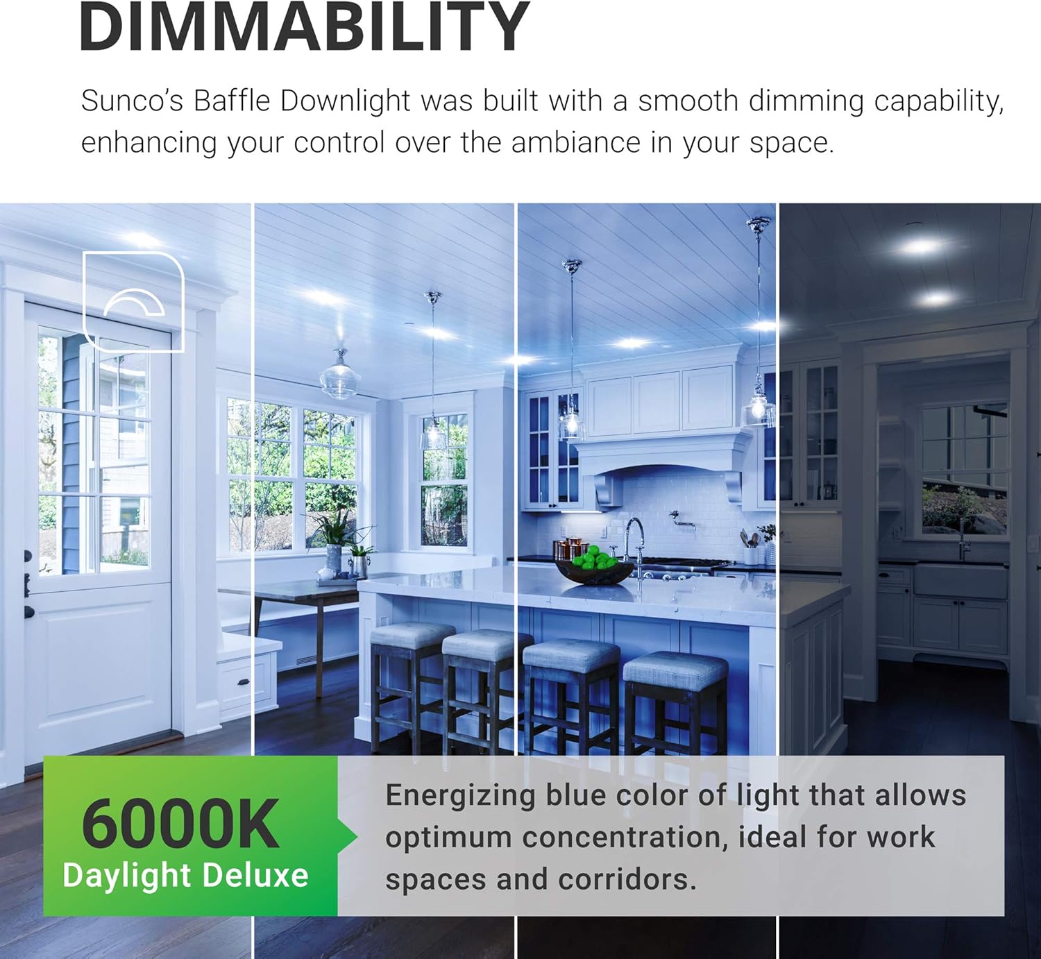 Best Cyber Monday 🔥 Sunco Lighting 12 Pack 5/6 Inch LED Recessed Downlight, Baffle Trim, Dimmable, 13W=75W, 6000K Daylight Deluxe, 1050 LM, Damp Rated, Simple Retrofit Installation - UL
