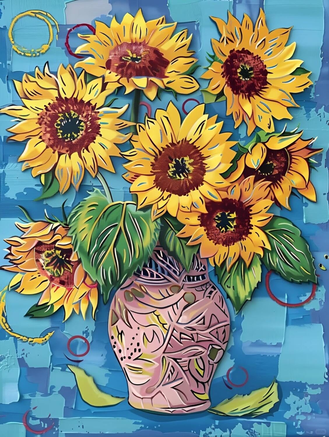 Rqwybcaxn Bead Cross Stitch Kits Sunflowers in a vase 40x50cm