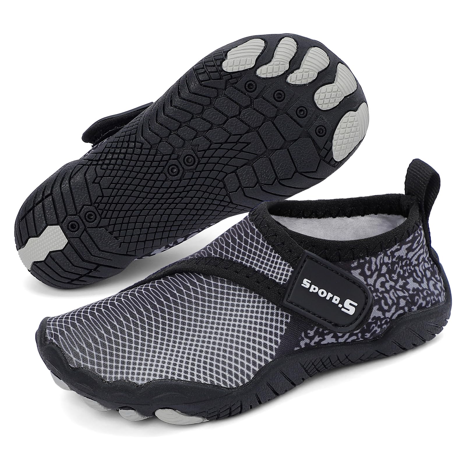 MASOCIO Chaussures Aquatiques Enfant Chaussures d'eau Séchage Rapide Antidérapantes pour Piscine Mer Plage Taille 27-37 EU